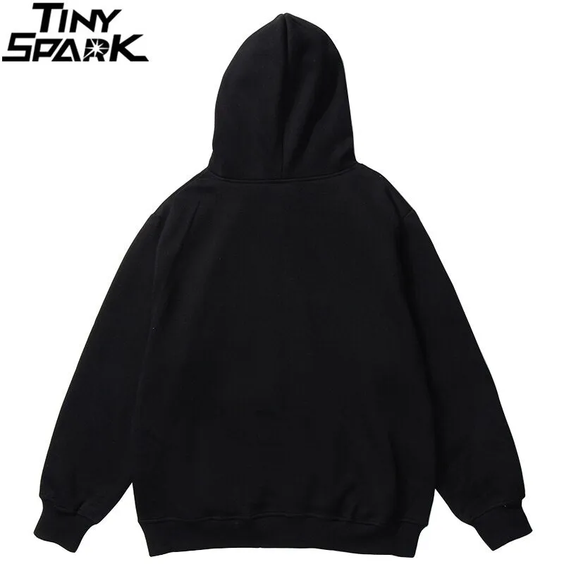 Autumn Hip Hop Hoodie Streetwear Hairy Bear Men Harajuku Hoodie Sweatshirt Black Loose Hooded Pullover Cotton Fleece Winter