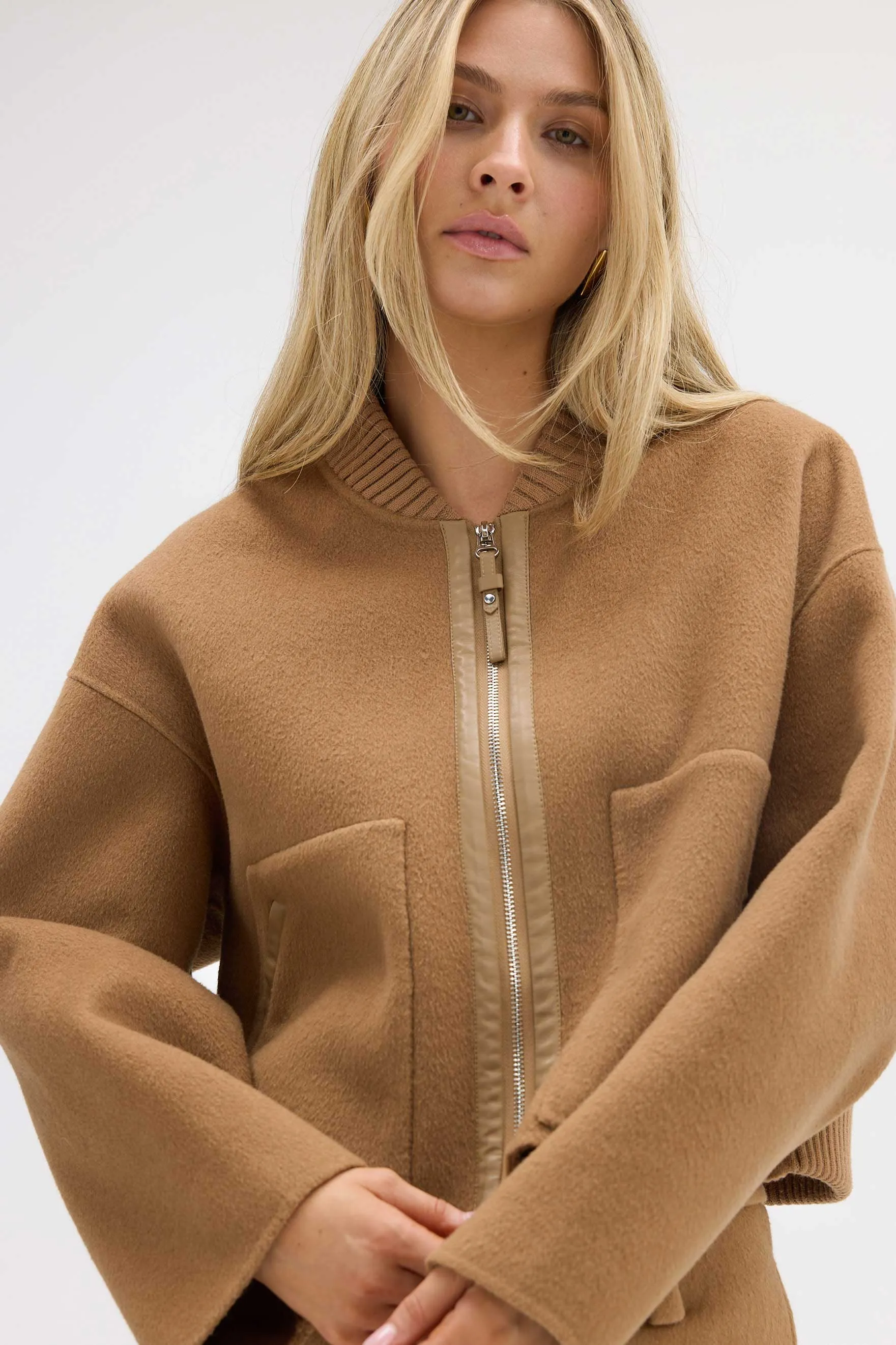 Bonnie Wool Bomber Jacket - Walnut