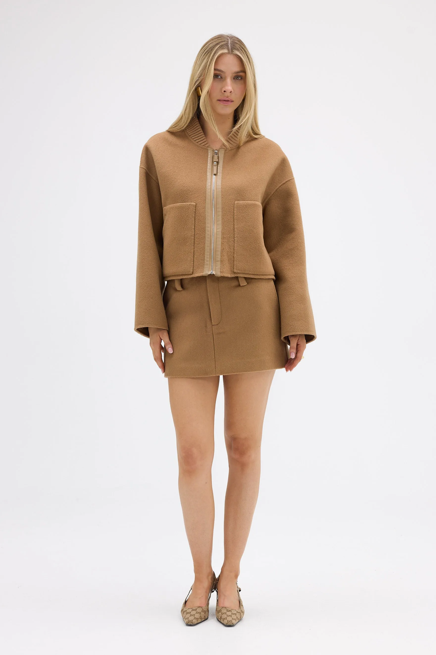 Bonnie Wool Bomber Jacket - Walnut
