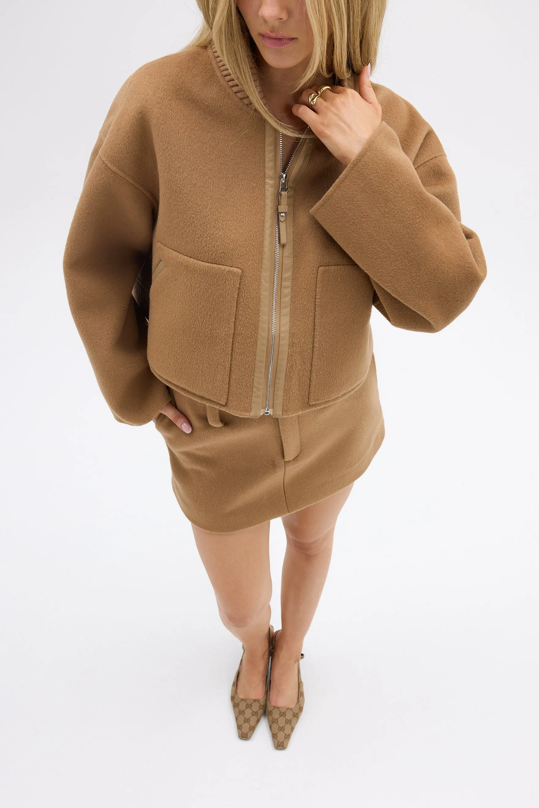 Bonnie Wool Bomber Jacket - Walnut