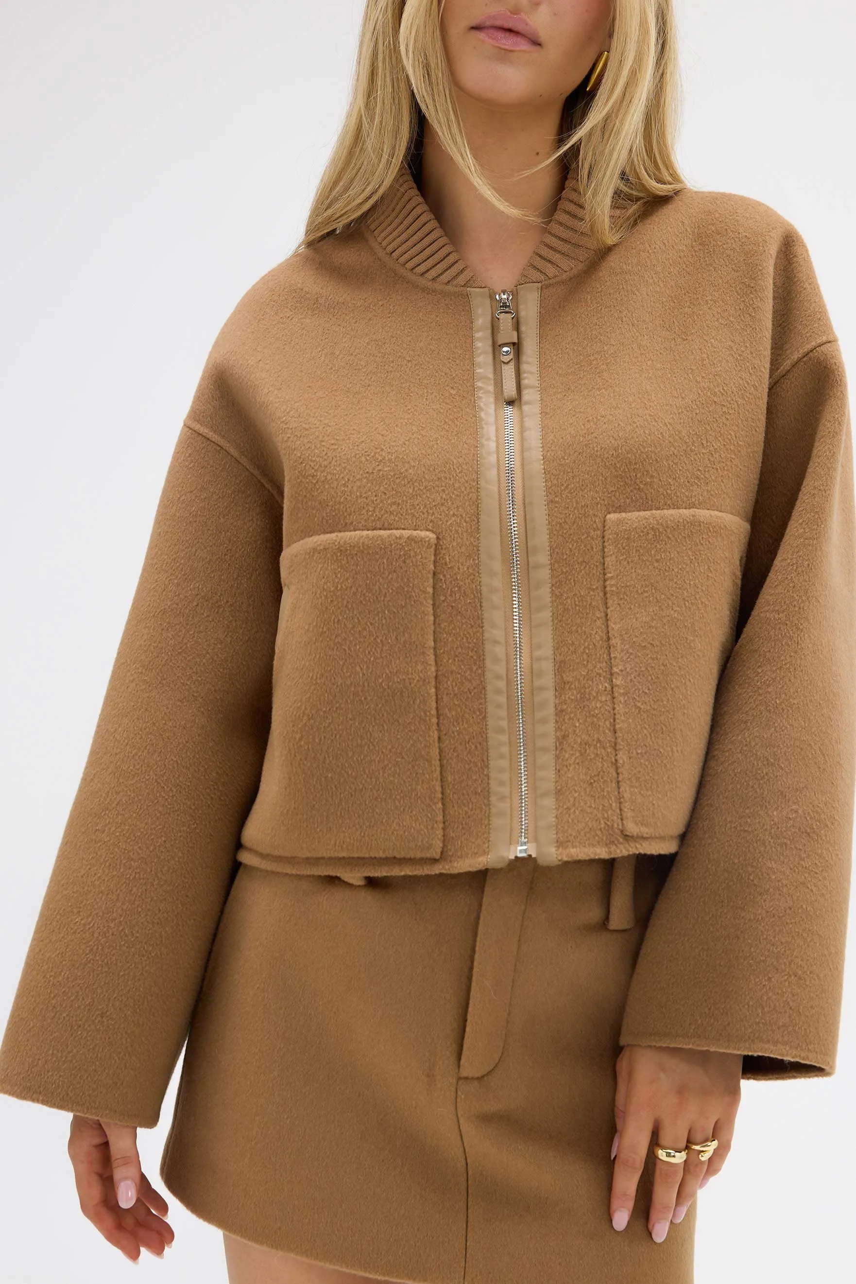 Bonnie Wool Bomber Jacket - Walnut