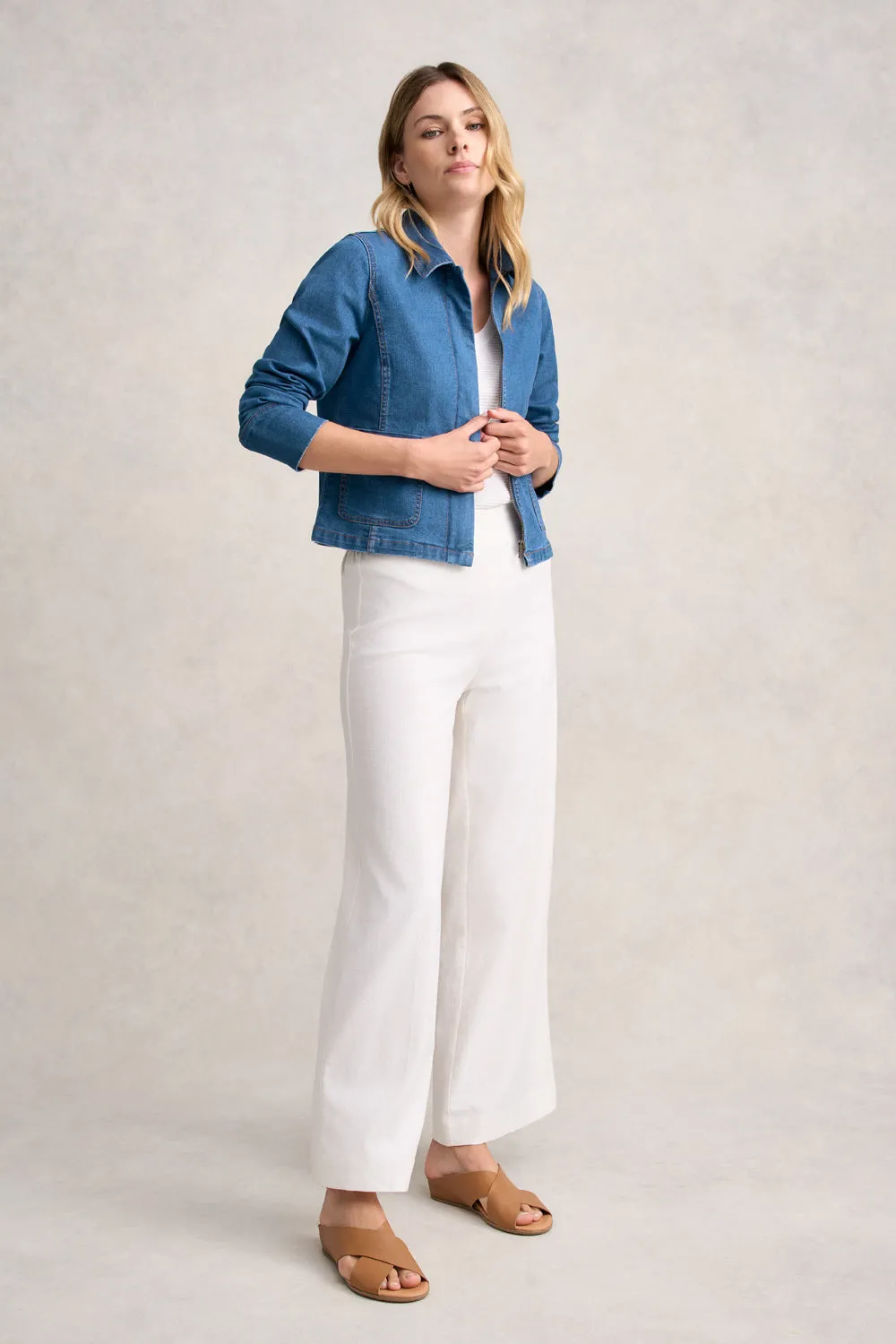 Cropped Denim Jacket - Denim Denim