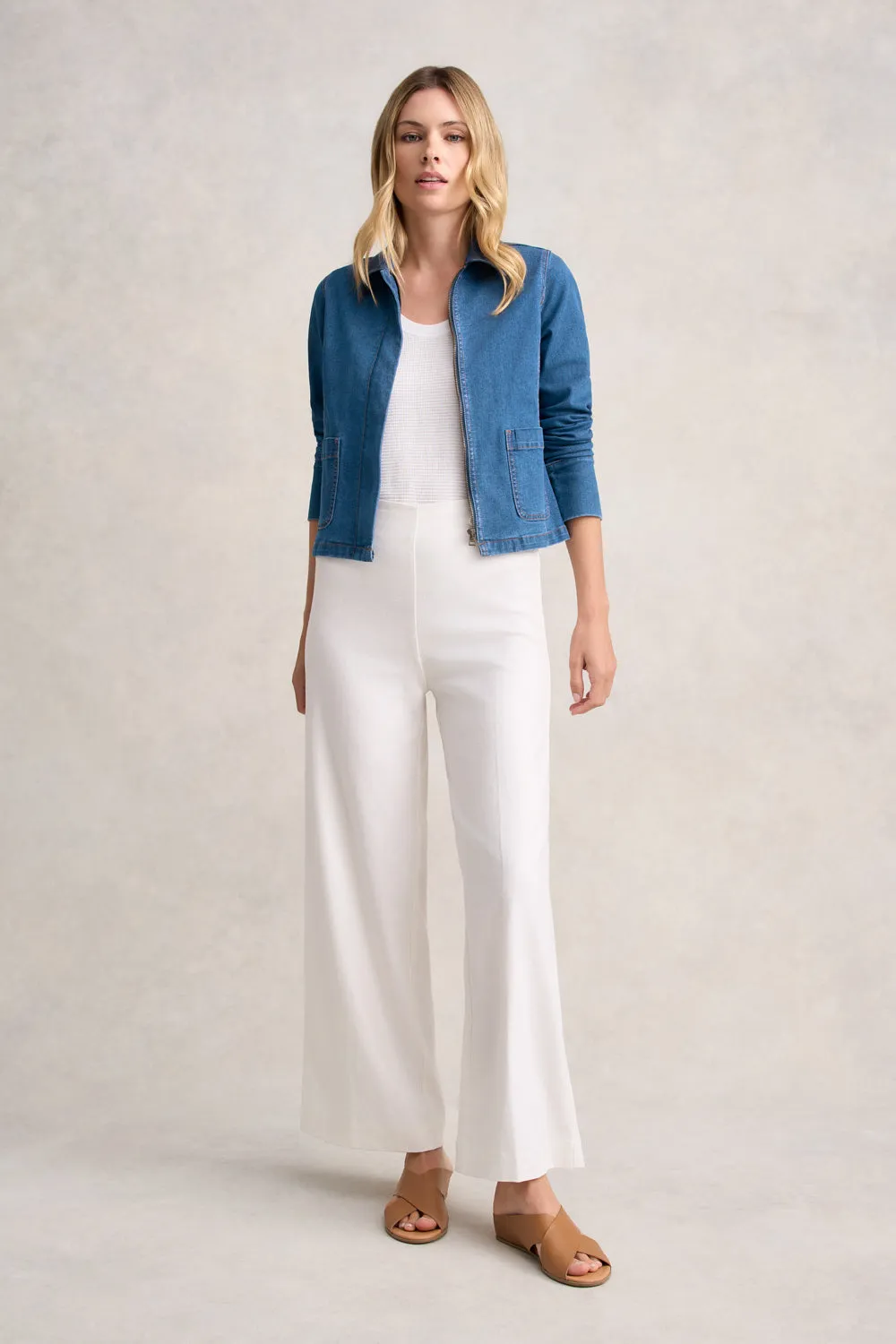 Cropped Denim Jacket - Denim Denim