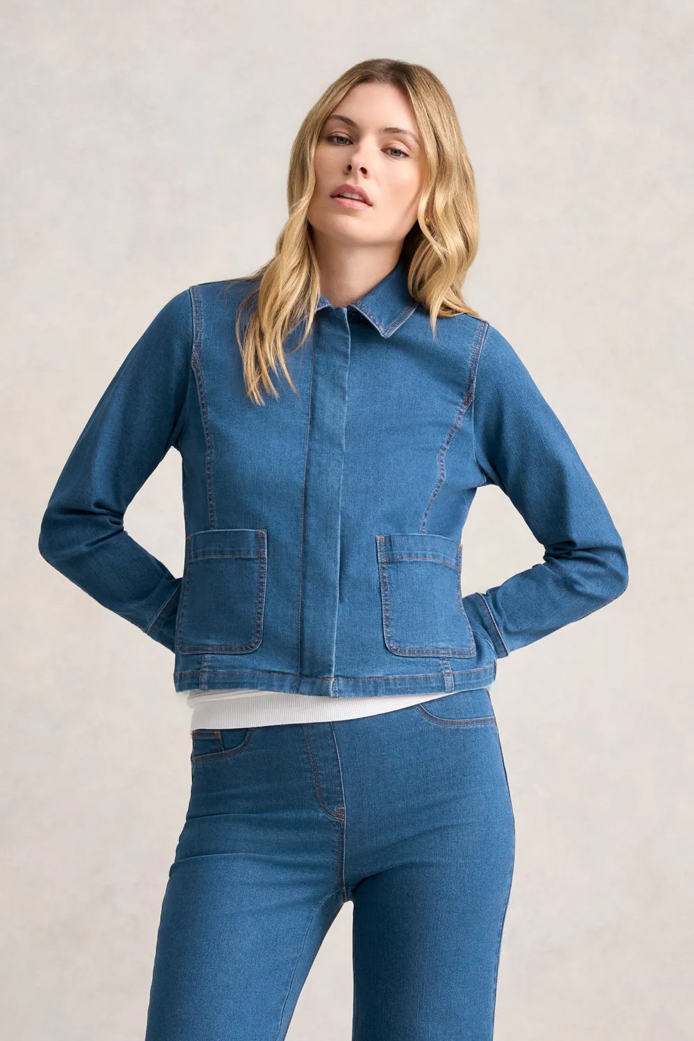 Cropped Denim Jacket - Denim Denim