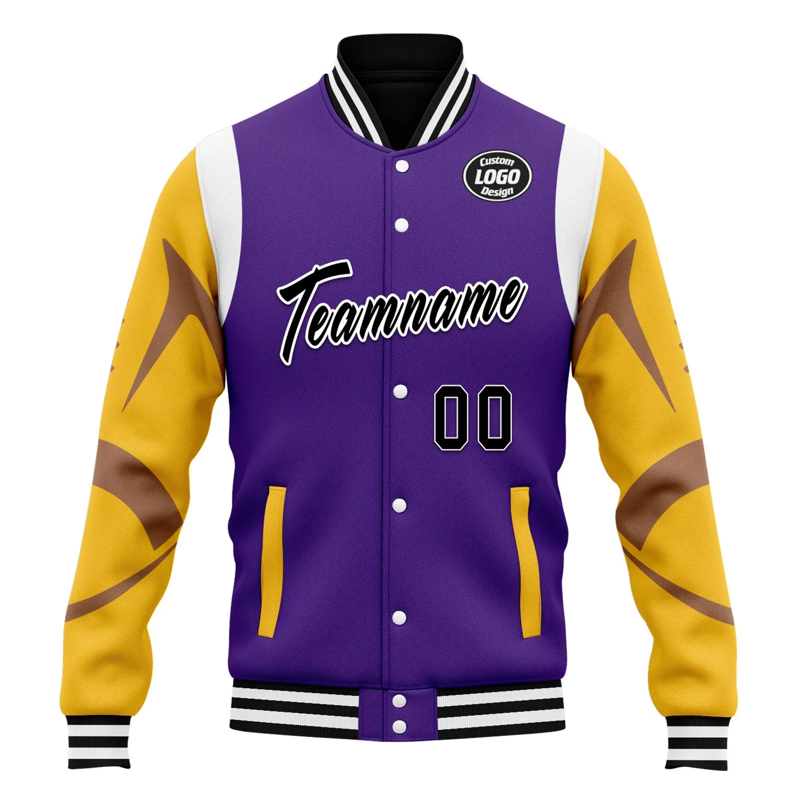 Custom Purple Minnesota Jacket Bomber Full-Snap Varsity Letterman Personalized Jacket FZ005-D025004-15