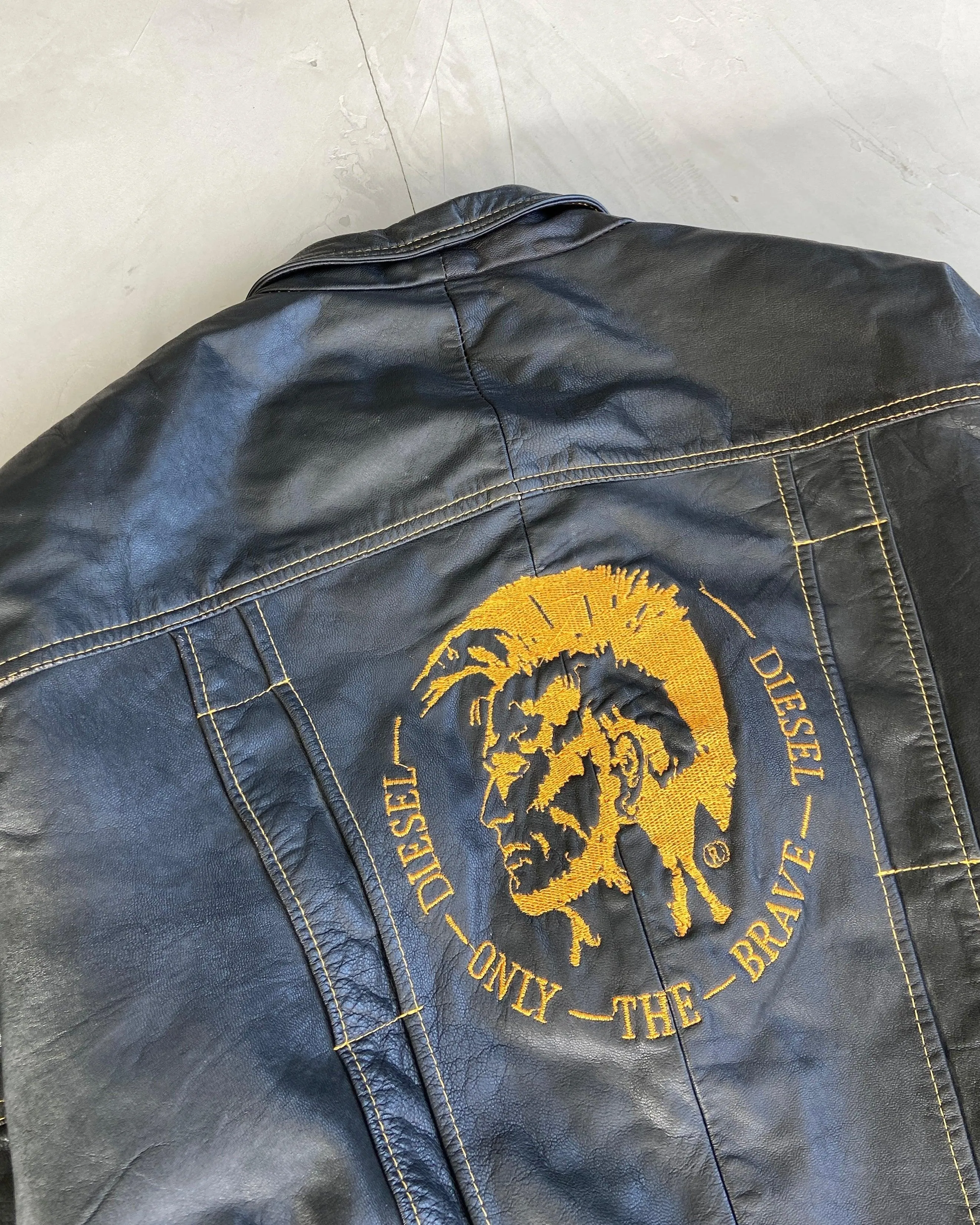 DIESEL 90'S BLACK LEATHER JACKET - M