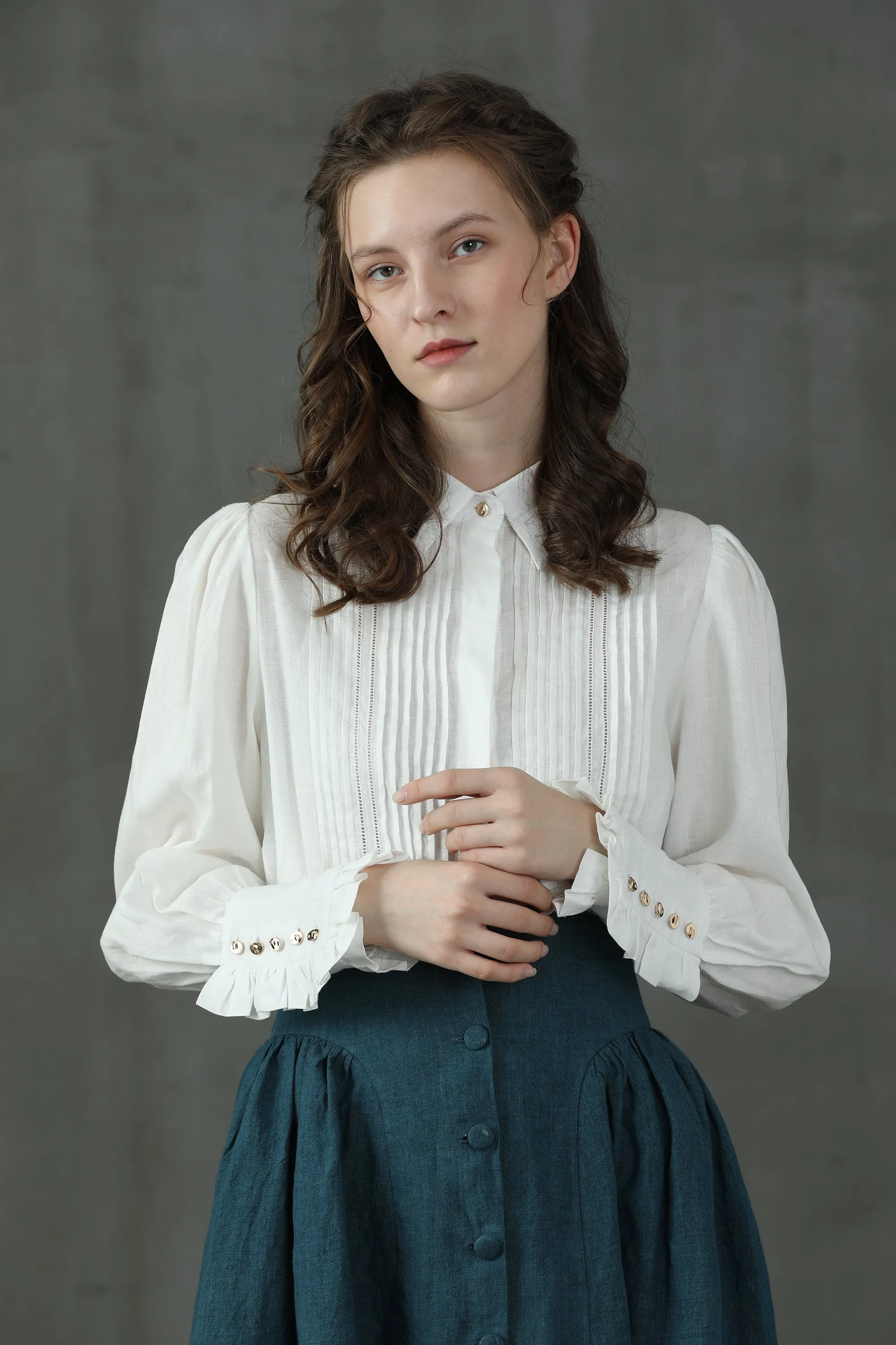 Jo March 31 | Accordion Pleated Linen Shirt