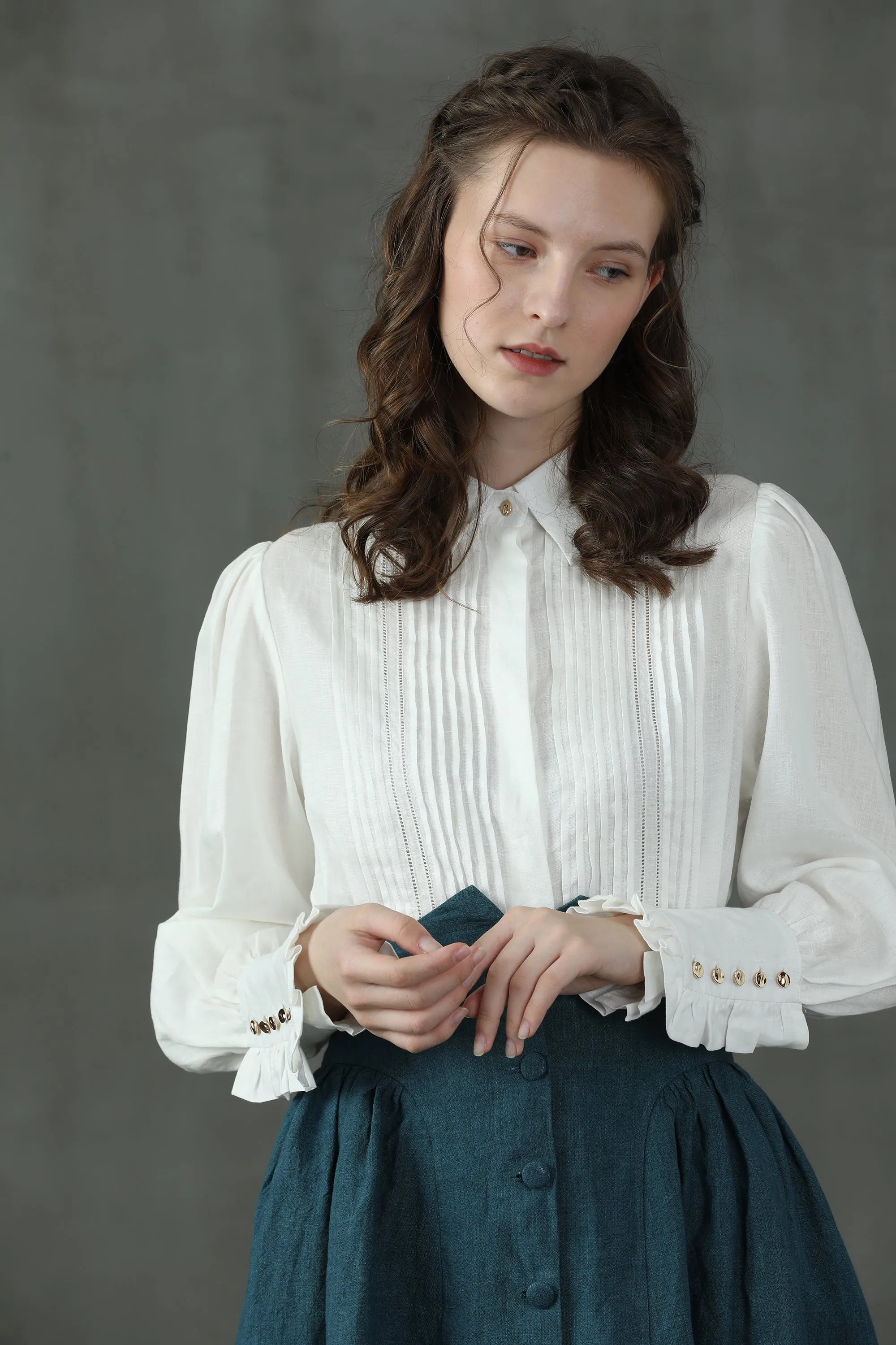 Jo March 31 | Accordion Pleated Linen Shirt