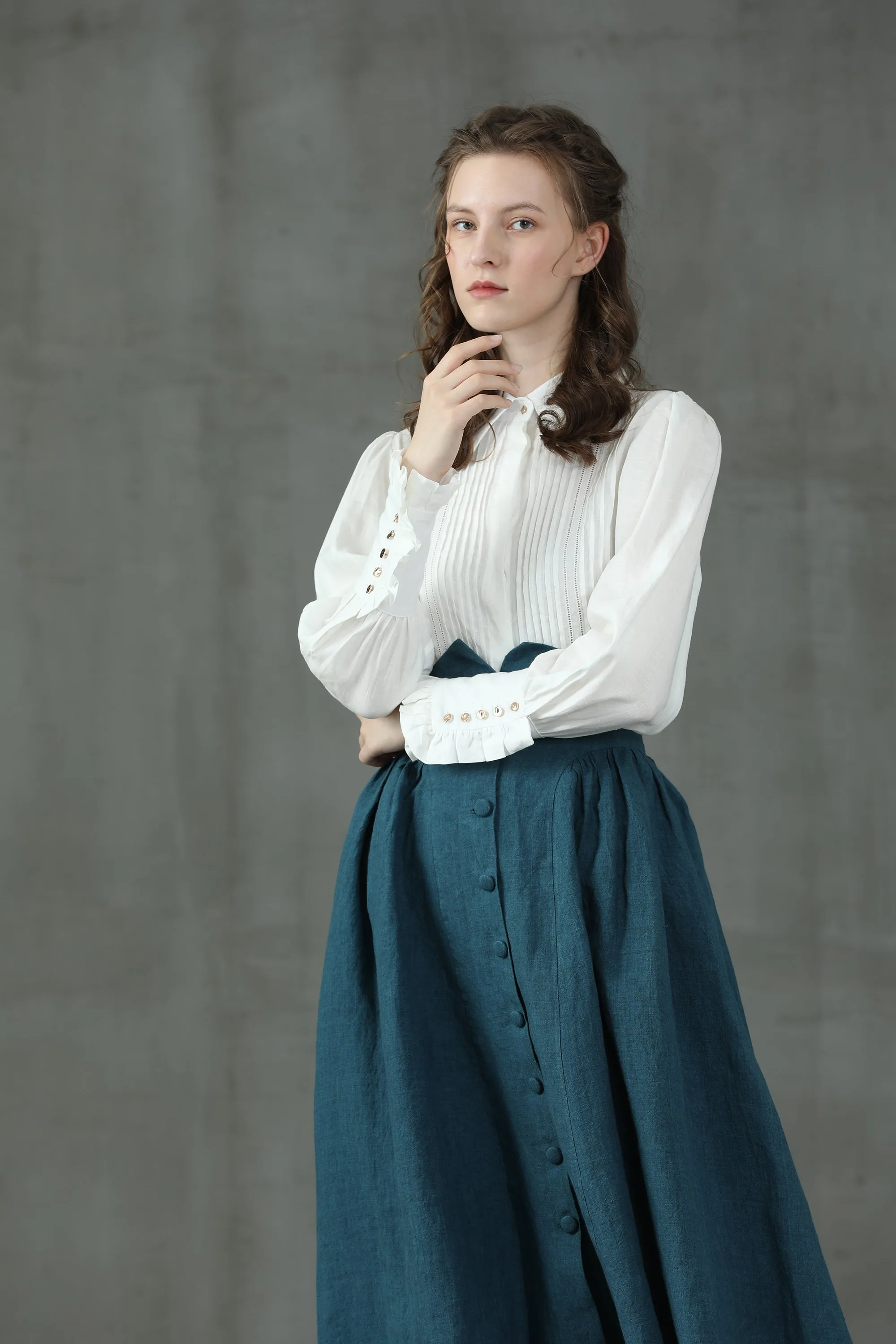 Jo March 31 | Accordion Pleated Linen Shirt