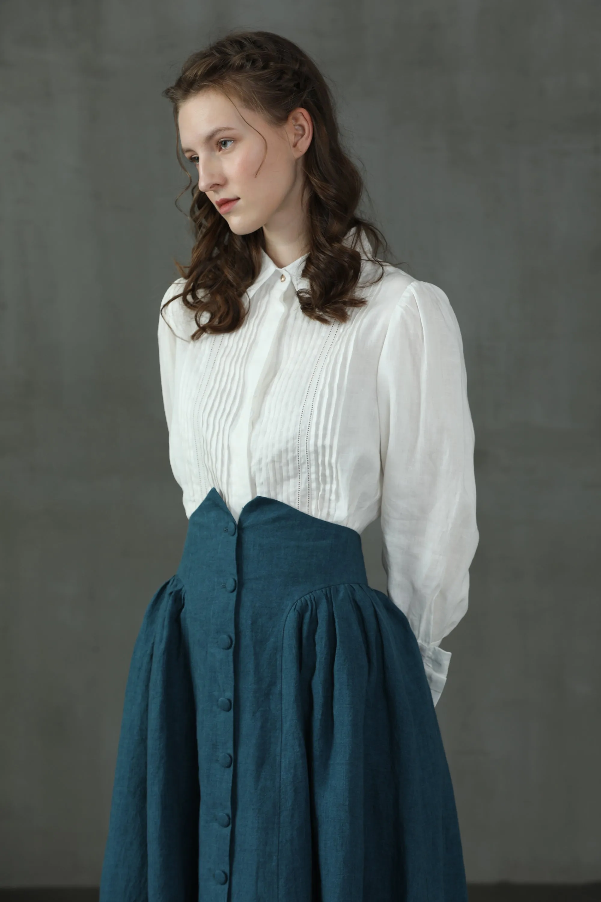 Jo March 31 | Accordion Pleated Linen Shirt