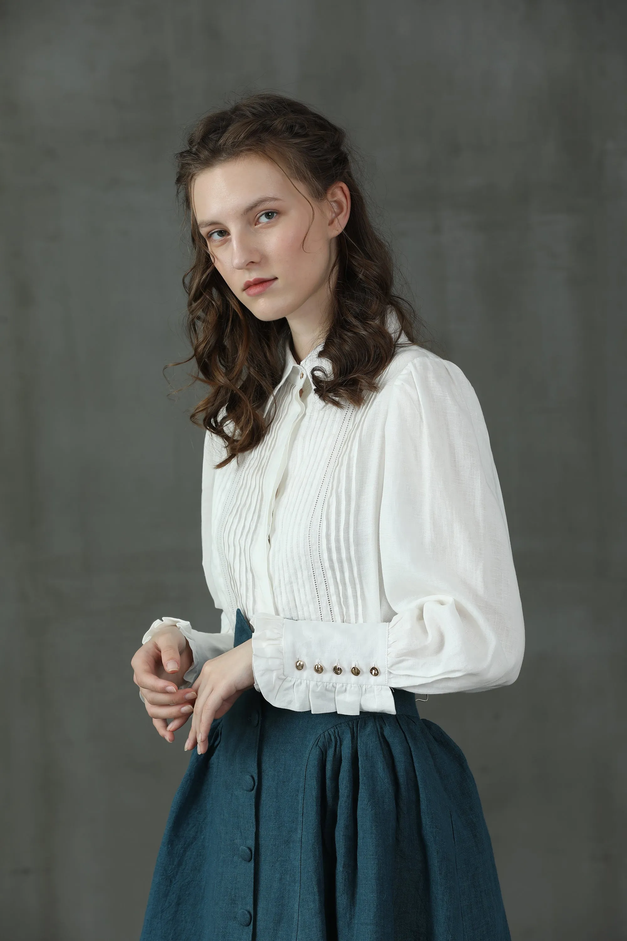 Jo March 31 | Accordion Pleated Linen Shirt
