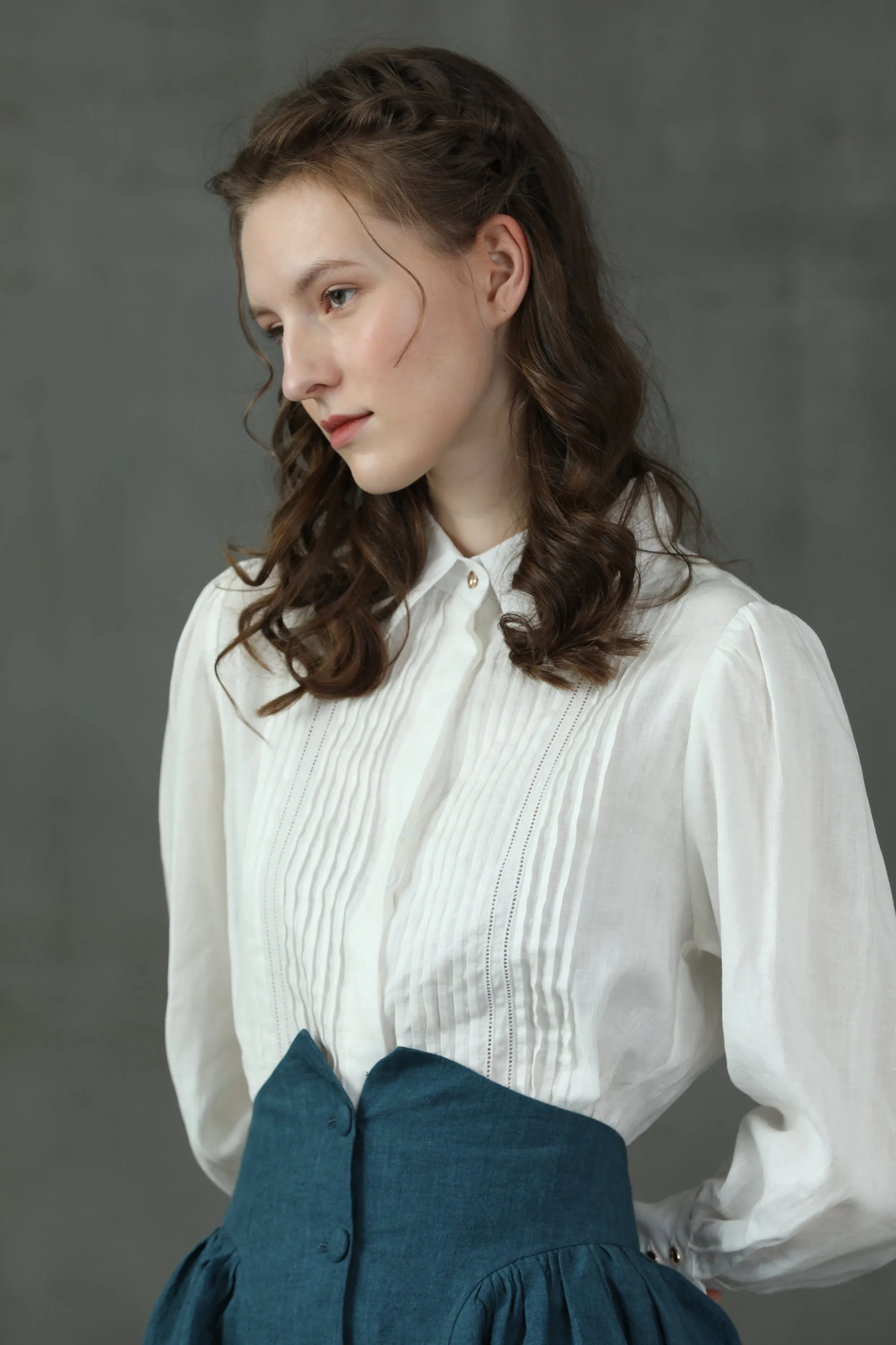 Jo March 31 | Accordion Pleated Linen Shirt