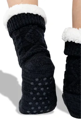 KRB 0815 ― Unisex Lounge-Socke mit Sherpafutter - Blau Navy Melange