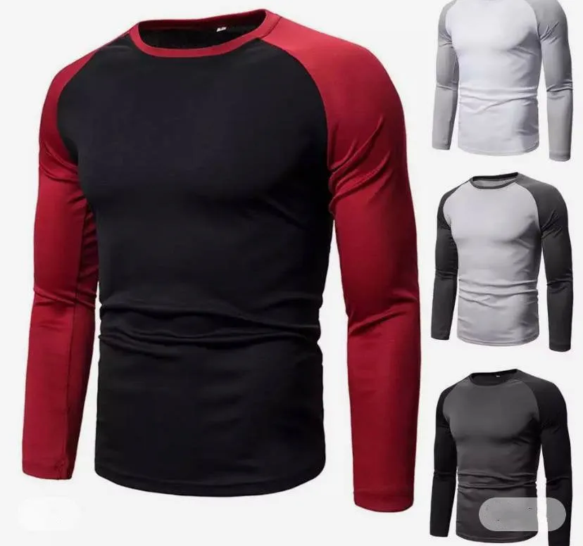Men's Long-Sleeved Top With Stitching Around Neck