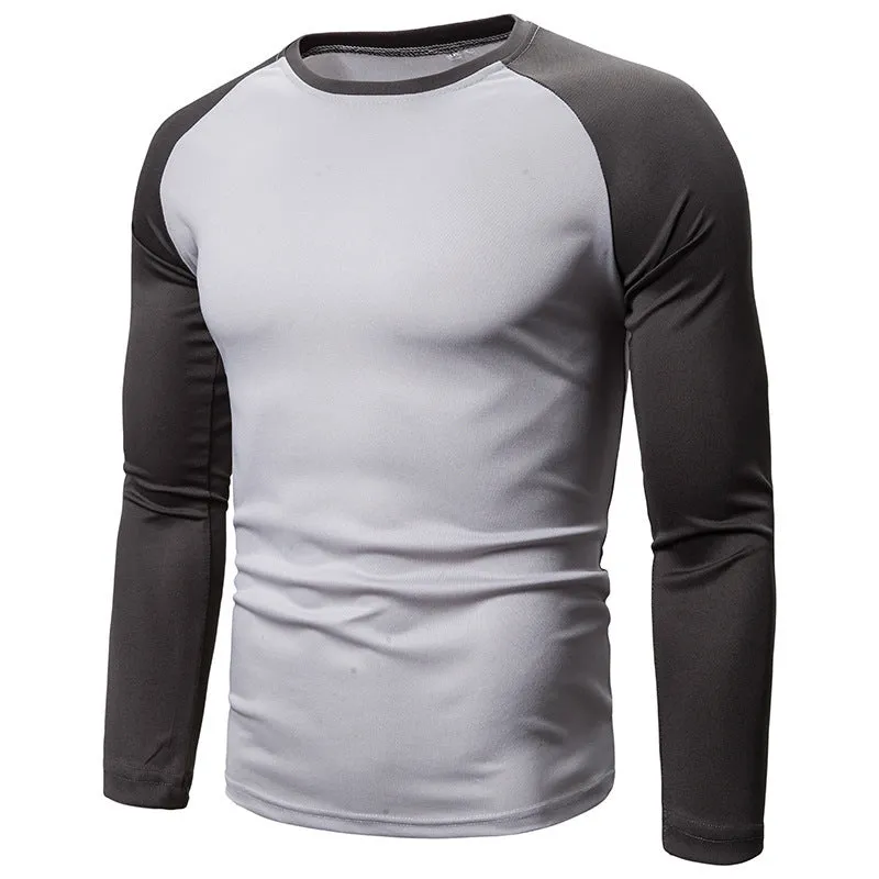 Men's Long-Sleeved Top With Stitching Around Neck