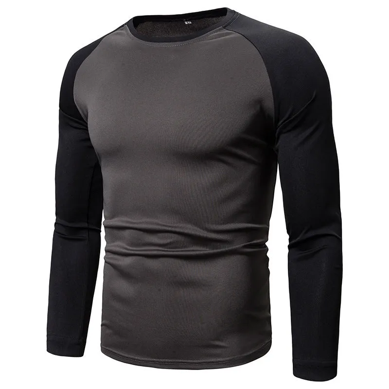 Men's Long-Sleeved Top With Stitching Around Neck
