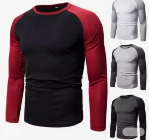 Men's Long-Sleeved Top With Stitching Around Neck