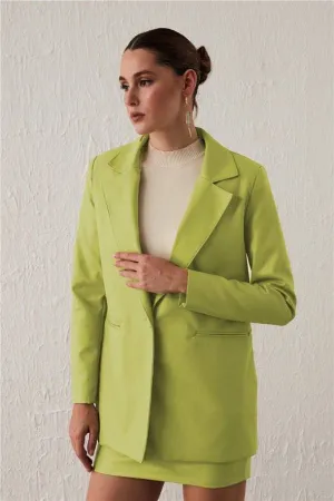 One Button Leather Jacket - Lime