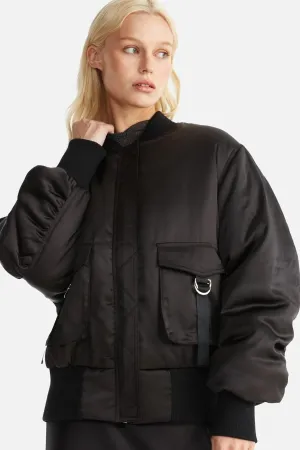 Penny Satin Bomber Black
