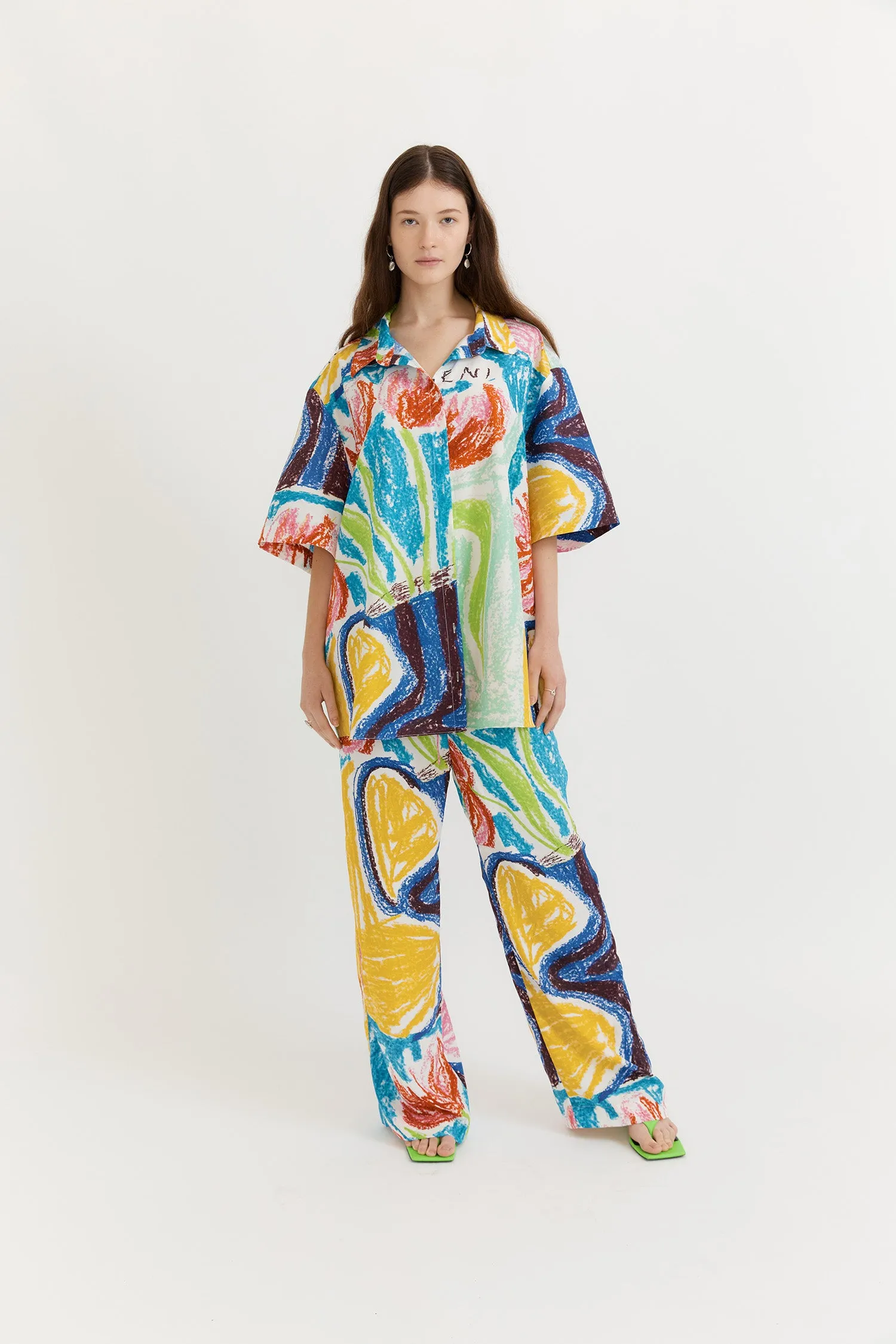 SANTANA COLLARED SHIRT- RED TULIPS