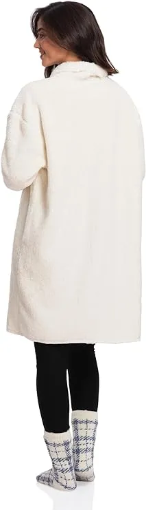 Women's Open Sherpa Jacket - Winter Elegance in Off-White