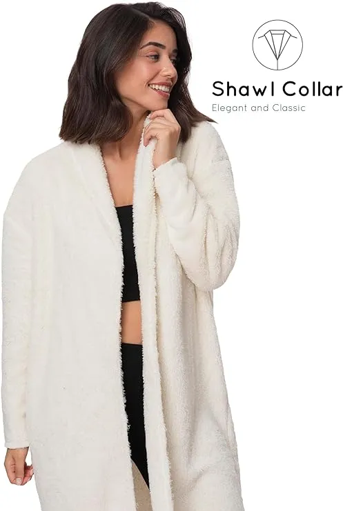 Women's Open Sherpa Jacket - Winter Elegance in Off-White
