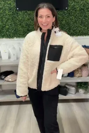 Zip Up Reversible Nylon/Sherpa Jacket